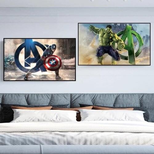 Marvel Superhero Canvas Painting Iron Man Hulk Captain America Wall Art Picture Posters and Prints for Living Room Home Decor