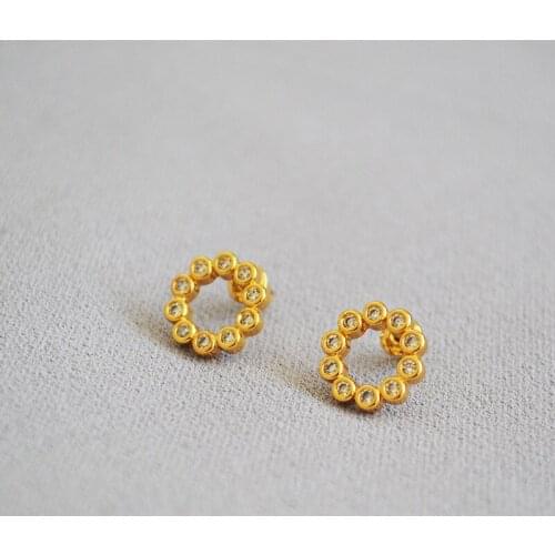 Classic Inlaid Zircon Round Earrings Fashion Korean women Jewelry lady Temperament Party Simple ladies Earrings