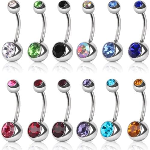 Crystal Navel Ring Bar Barbell Drop Dangle Body Piercing Nombril Ombligo Belly Button Rings Men Women Body Jewelry