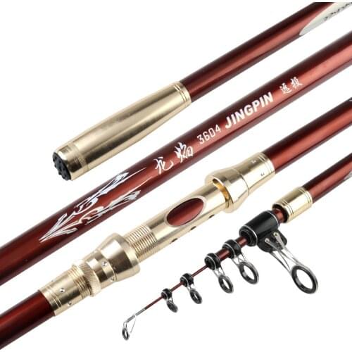 Carbon Fiber Long Throwing Fishing Set Stream Seapole Telescopic Fishing Rod Light Super Hard Power Hand Rod with Reel 3.6-4.5m