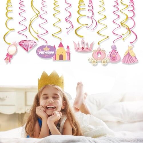 Sweet Princess Castle Theme Party Dcorations Diamond Hanging Swirl Baby Shower PVC Spirals Girls Happy Birthday Parties Favors