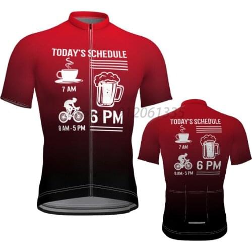 Mens Short Sleeve Cycling Jersey Cycling Clothes TODAYS SCHEDULE Bicycle Summer Cycling Top Bike Top MTB Road Wear