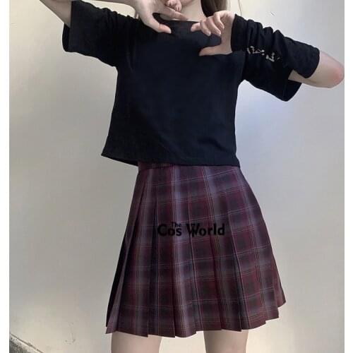 [Neon] Japanese Summer High Waist Pleated Plaid Skirts For JK School Uniform Students Cloths