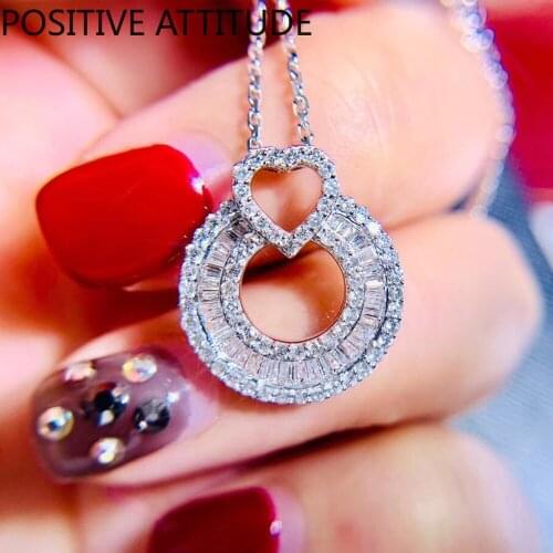 2020 New Love Heart Round Zirconia Lady Pendant Necklace Wedding Prom Girlfriend Gift Popular Jewellery
