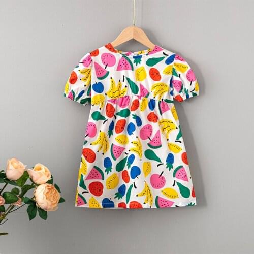 Girl Clothes Girls Color Fruit Print Cute Dress Princess Dress Kids Dresses for Girls Flower Girl Dresses Toddler Girl Dresses
