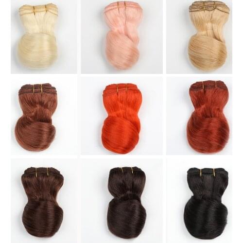 1 packet Extensions Wool Loose Wave Hair Wefts Black Khaki Orange Curly Doll Hair Wigs for All Dolls DIY Handmande Doll Wigs