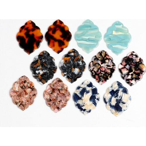 Tortoise Shell Earring Charms,Acetate Acrylic Lage Quatrefoil Shaped Pendant,Earrings Part,Big Earring Findings,41.5x32mm,ACE244