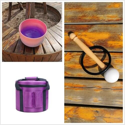 KVKA 10 inch Pink-Purple 432hz Chakra Crystal Singing Bowl with free case 10“ Frosted singing bowl