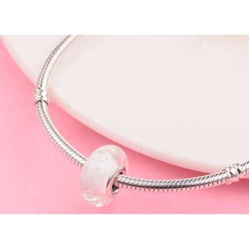 CKK Clear effervescence Glass Charms 925 Original Fit Pandora Bracelets Sterling Silver Beads for Jewelry Making Women DIY