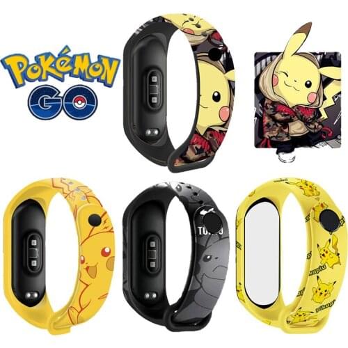 Hot Sale Pokemon Pikachu Strap for Mi Band 6 5 4 3 NFC Graffiti Style Cute Cartoon Wristband Bracelet Replacement Shipping Free