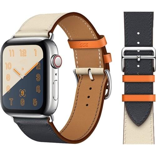Strap for Apple watch band 44mm 40mm 38mm 42mm Genuine Leather watchband Single tour bracelet correa iWatch series 6 5 4 3 2 se