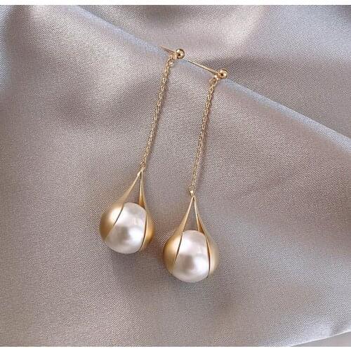 Retro Earrings Romantic Pearl Female Temperament Long Tassel New Fashion Girls Jewelry For Best Friend Birthday Gift