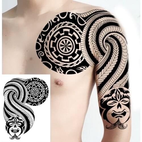 Tatoo for men shoulder tattoos large arm sleeve tattoo waterproof temporary tattoo boys black body stickers big decals sheet