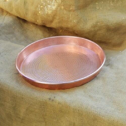 Handmade Pure Copper Pan Thick Fruit Tray Container Dessert Plate Baking