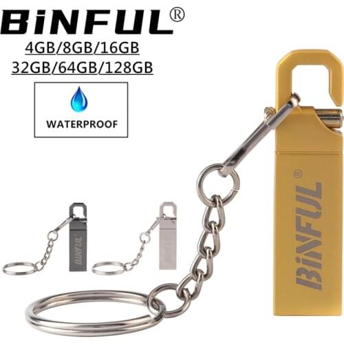 BiNFUL USB flash drive 4GB 8GB 16GB 32GB 64GB Bpen drive pendrive флешка waterproof metal silver 128G u disk memoria stick gifts