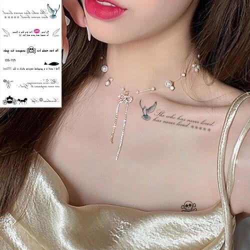 Waterproof Temporary Tattoo Stickers English Letter fake Tattoo Geometric Animal Flash Tattoo Hand Back Foot for Girl Women Men