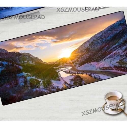 XGZ Landscape Large Game Mouse Pad Exquisite Lock Edge Sunset Snow Mountain Computer Desk Mat Rubber Stripe Bottom Non-slip