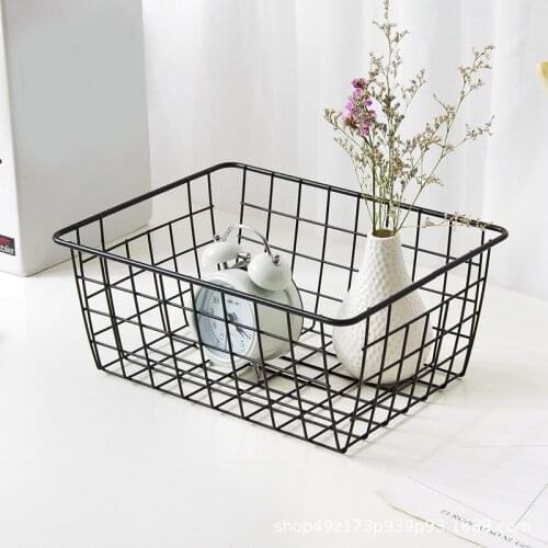 Iron Storage Basket Art Wrought Storage Basket Desktop Bathroom Organizer Holder Home Sundries Container panier de rangement #A