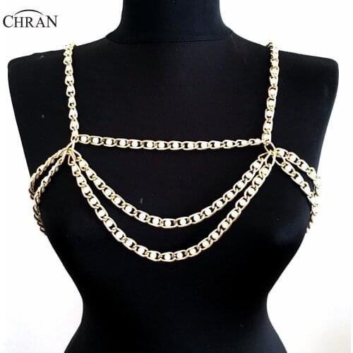 Chran 2017 Collar Statement Necklace Women Sexy Chain Faux Pearl Wedding Shoulder Necklace Chain Bralette Jewelry CRBJ911