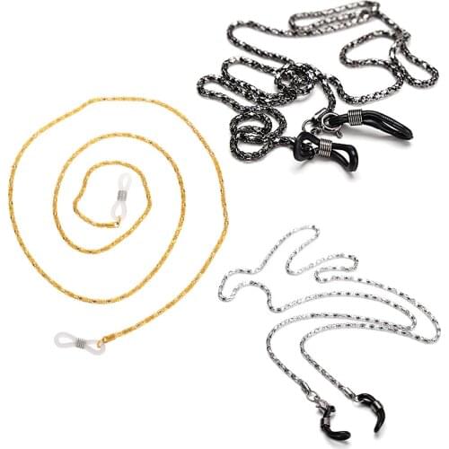 1pcs Reading Glasses Eyeglasses Sunglasses Neck Cord Holder Strap Metal Chain Black