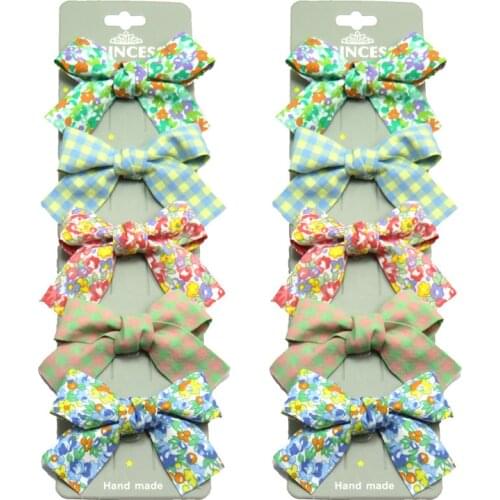 10PCS/2Cards Lovely Solid Flowers Girls Clips Bows Child Tie Knot Creativity Handmade Hairpins Fashion Hair Accessories For Kids