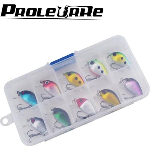 10PCS/Lot Boxed Mini Crankbait Fishing Lure 3cm 1.5g Shallow Water Wobbler Hard Bait Floating CrankBait Bass Fish Fishing Tackle