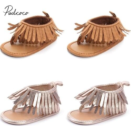 2019 Baby Summer Shoes Newborn Infant Fashion Baby Boys Girls Leather Sandals Solid Fringe Shoes Toddler Infants Sizes 0-12M