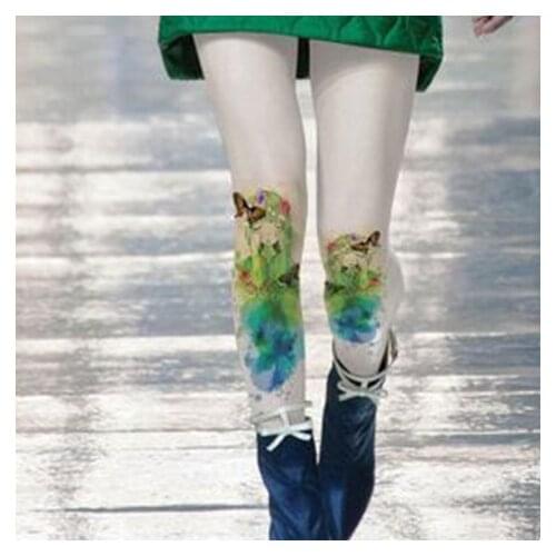 2020 Real Rushed Stockings Women Tights Medias Pantis Woman Winter Thick Pantyhose Ink Leg Retro Jacquard Color Printing Girl