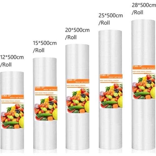 5 Rolls/Lot Kitchen Food Vacuum Bag Storage Bags For Vacuum Sealer Food keep Fresh Long 12+15+20+25+30cm*500cm