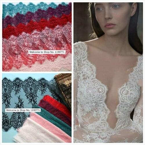 6 Meter / lot Eyelashes lace trim flower black white lace fabric handmade diy clothes accessories 38cm wide