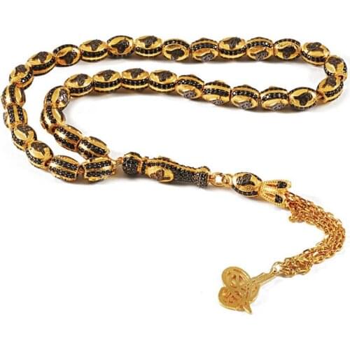 925 K Silver Zircon Stone Ottoman Tuğralı Rosary