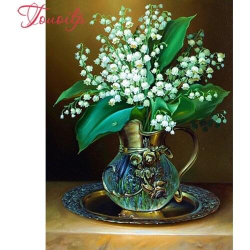 TOUOILP Full Square&round 5D DIY Diamond embroidery 5d White flowers Diamond Painting Cross Stitch Mosaic Decor