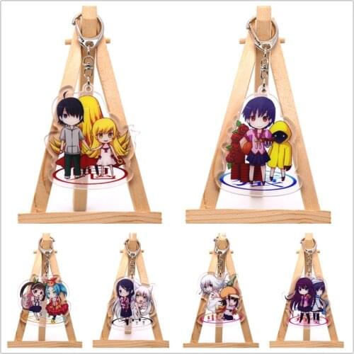 Anime Bakemonogatari Keychain Figure Senjougahara Hitagi Hachikuji Mayoi Acrylic Bag Pendant Keyring for Gift