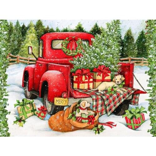 ARMYQZ 5D DIY Diamond Painting Car Cross Stitch Kit Round Diamond Square Diamond Embroidered Dog Cartoon Rhinestone Picture Chri