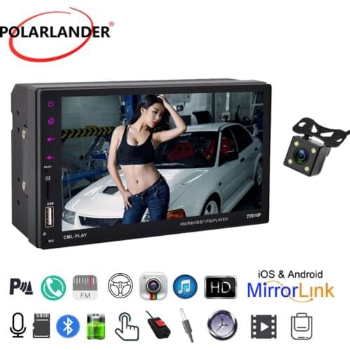 Car Radio MP5 Mirror Link Remote Control USB AUX IN 2din HD Rear View Camera 7” ISO FM Android Bluetooth