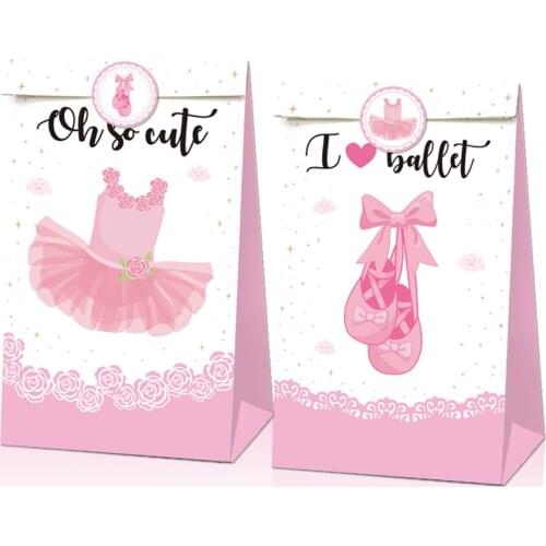 X12 Ballerina Girl Party Paper Gift Bag With X18 Stickers 150G Quality Environmental Kraft Paper Food Bag Gift Paper Packing