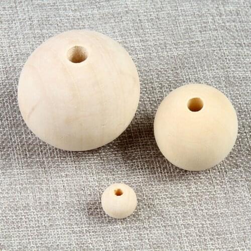 Missxiang Wood Spacer Beads Natural Color Round Eco-Friendly Loose Wooden Bead DIY for Jewelry Making Bracelet Car Accessories