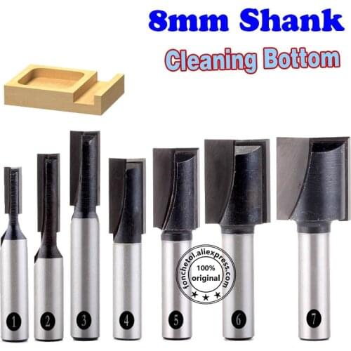 8mm shank-1PCS,cleaning bottom milling cutter,cnc solid carbide wood end mill,wood engraving woodworking trimmer router bit,MDF