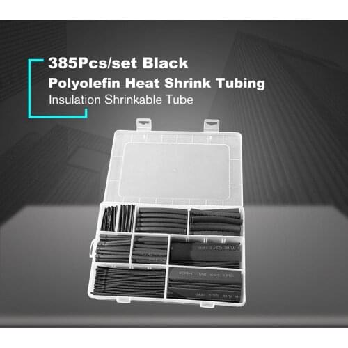 Hot 385Pcs/box Polyolefin Shrinking Assorted Insulated Sleeving Tubing Set Heat Shrinkable Tube Wrap Wire Heat Shrink Tubing