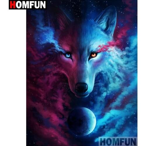 HOMFUN Art 5D Diy Diamond Painting "Wolf" Diamond Pictures Cross Stitch 3D Rhinestone Embroidery Decor A07004