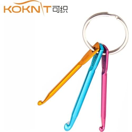 KOKNIT 3sizes in 1 Set Mini Aluminum Keychain Crochet Hooks DIY Multicolour Crafts Tools Knitting Needles