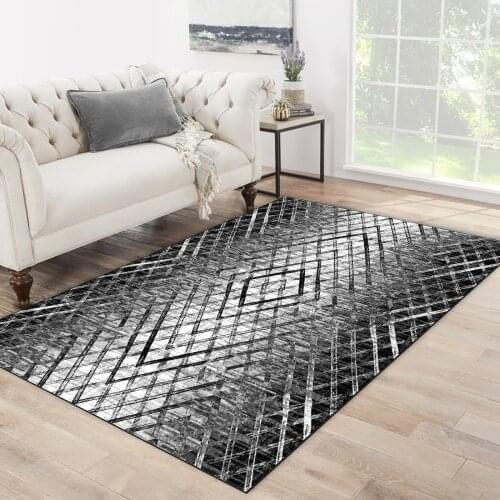 Grey black white color carpet ethnic quadrangle shape patterned carpet modern carpet living room carpet free shipping soft