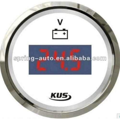 KUS 52mm white faceplate digital voltage gauge 9-32V