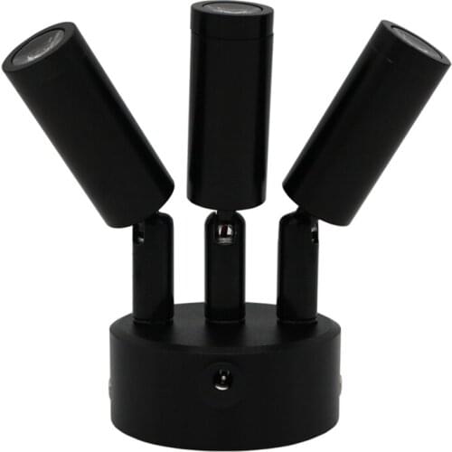 Remote control cabinet lamp,rotatable universe direction display battery lamp, 3 head wireless accent recharging spot light