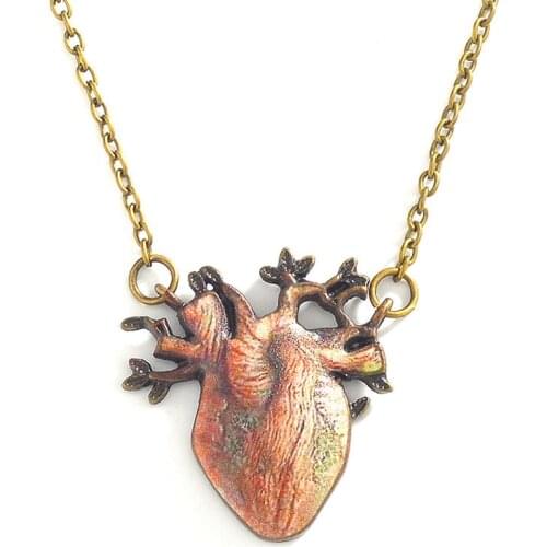 Fashion Gothic vinage ANATOMICAL HEART CHARM NECKLACE Love Heart Jewelry Human Heart Organ Necklace