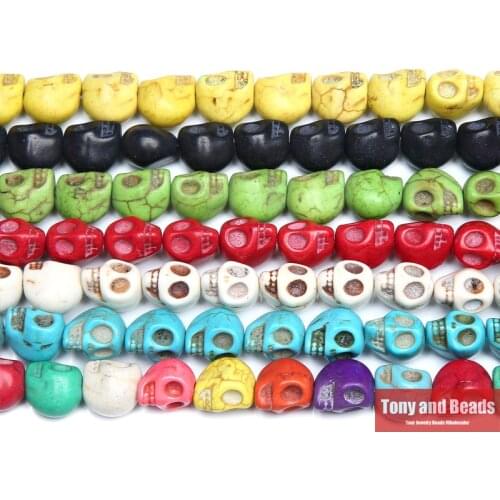 Natural Stone 10x13mm Carved Turquoises Skull Loose Beads 15" String Pick Colour