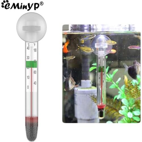 Floating Aquarium Thermometer Fish Tank Glass Temperature Measuring Tool With Suction Cup Fahrenheit Celsius Accessories