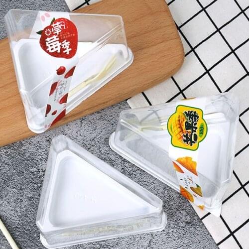 Transparent Cake Box Packaging Disposable Cake Container Take-out Dessert Packing With Fork Baked Tools Cake Container Holder