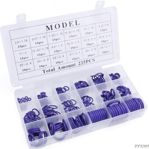 SAILFLO New 225Pcs Seal O-ring R22 R134a Air Conditioning O-Ring Rubber Washer Assortment