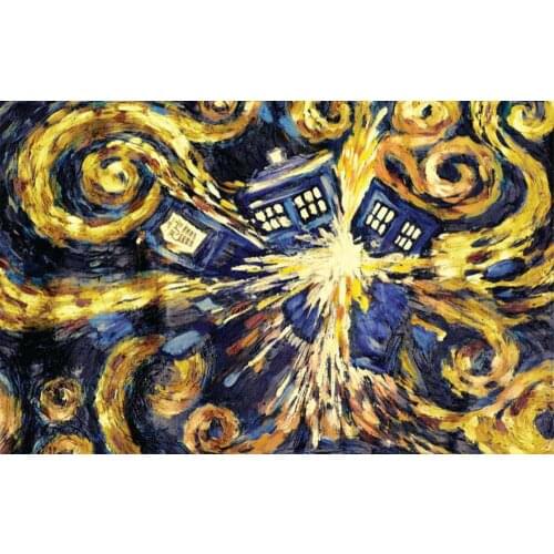 Contemporary art abstract paintings Doctor Who Exploding Tardis oil on canvas Hand painted modern colorful image for wall decor